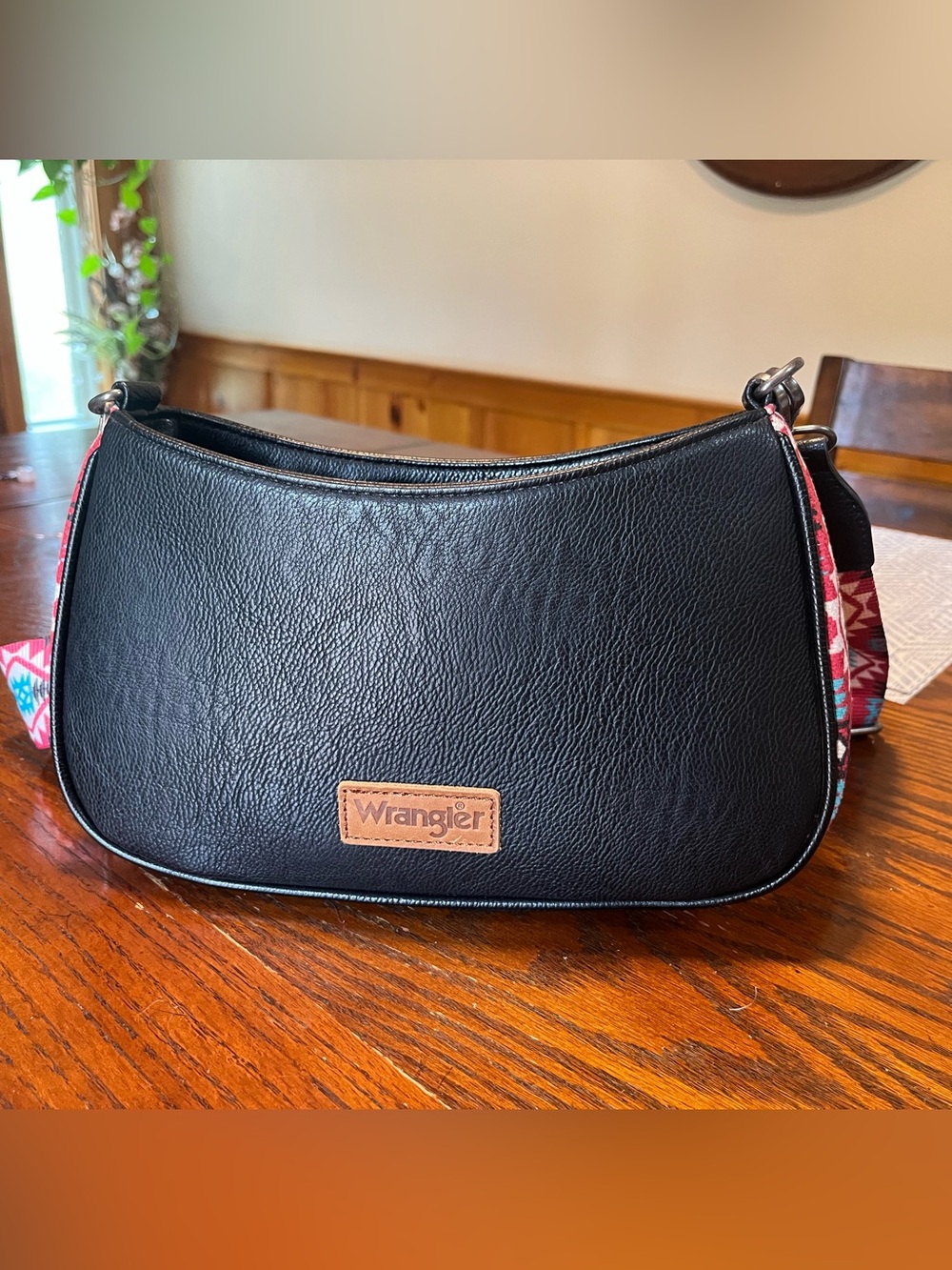 Wrangler Black Shoulder Hobo with Tan Logo Patch